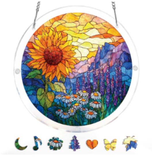 Acrylic Suncatcher Jigsaw Large: Sunflower Meadow 83pc