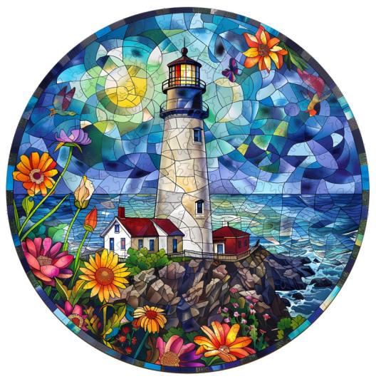 Stained Glass Lighthouse (L)