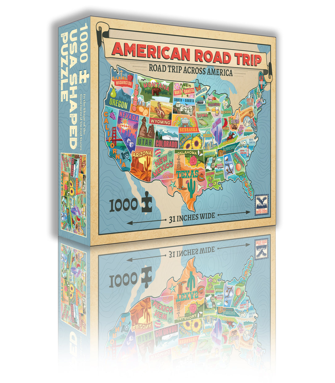 American Road Trip USA Shaped 1000pc