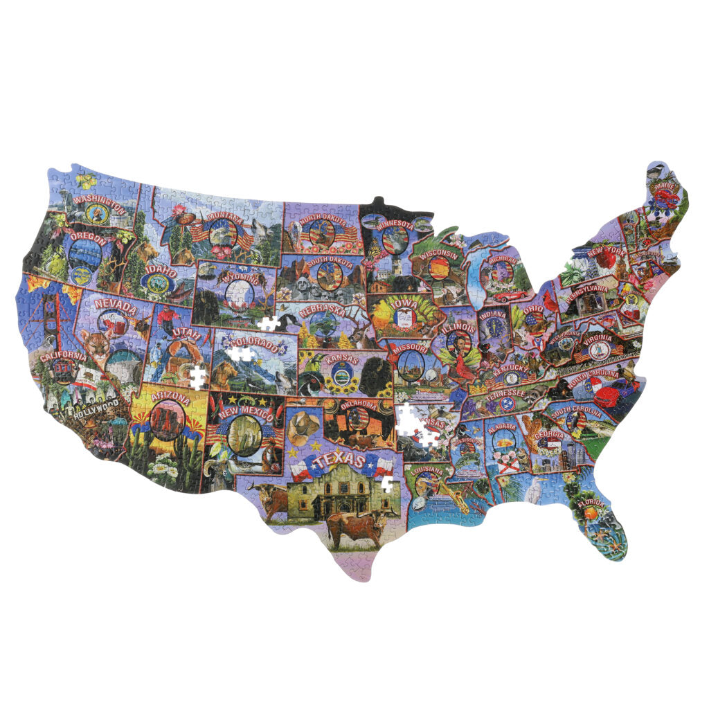 American Vintage Postcard USA Shaped 1000pc