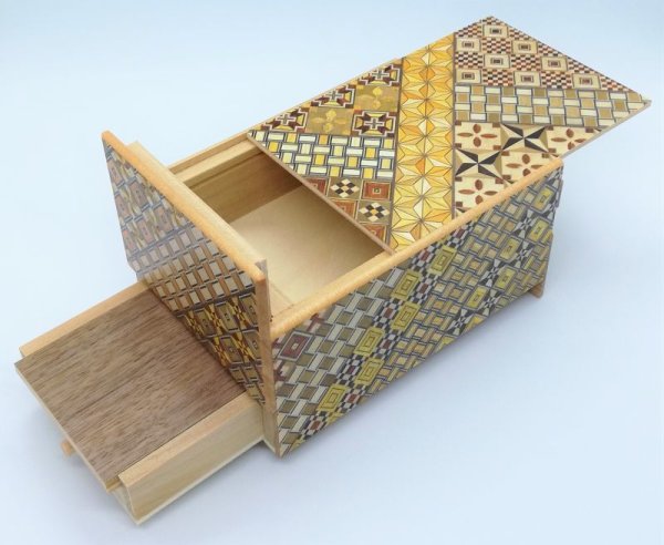10 Steps Yosegi Himitsu-bako (Authentic Japanese Puzzle Box) with Drawer