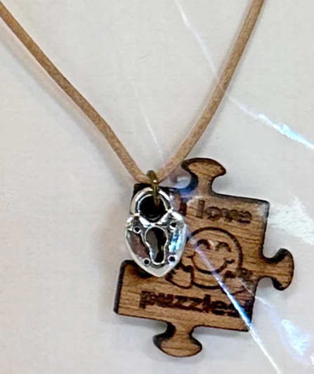 I Love Puzzles! Necklace (Thin Wood)
