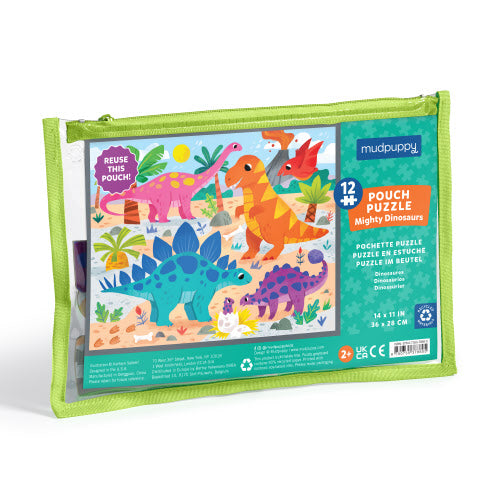 Mighty Dinosaurs Pouch Puzzle 12pc