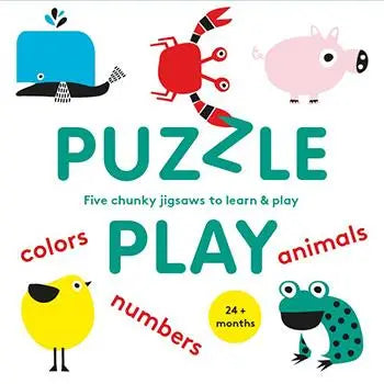 Puzzle Play Colors Numbers Animals Chunky Wood 5x4