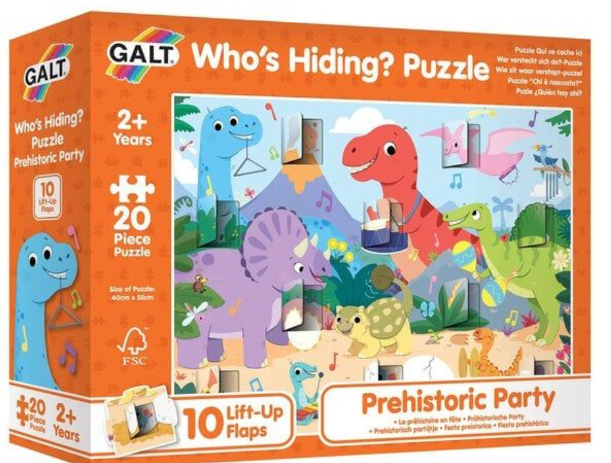 Prehistoric Party Who's Hiding Puzzle 20pc