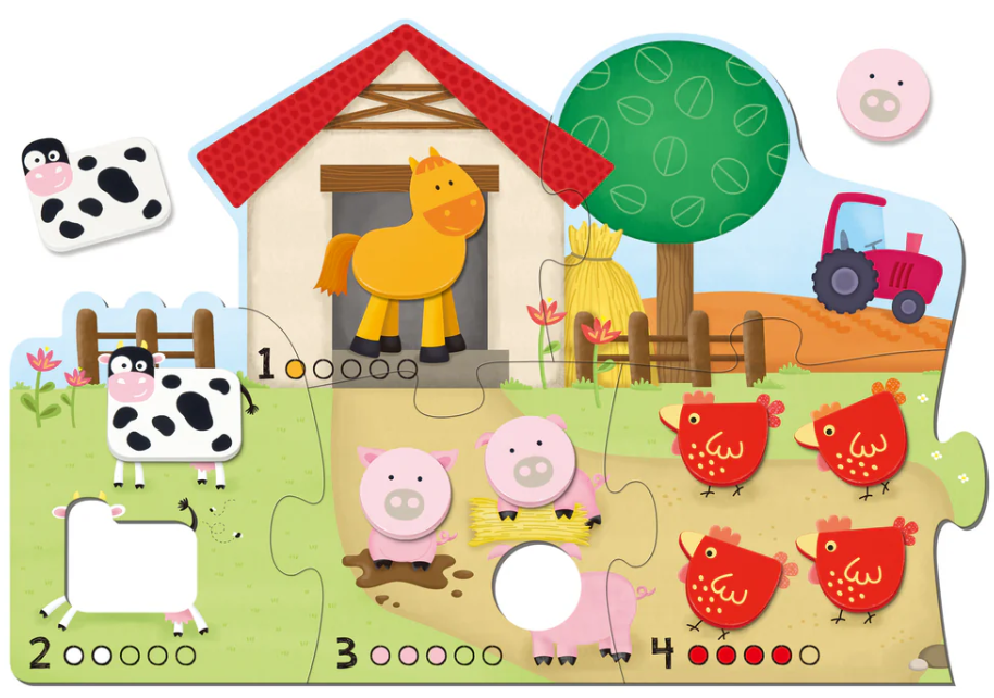 Counting Puzzle 15 Wood Animals 6pc