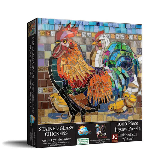 Stained Glass Chickens 1000pc