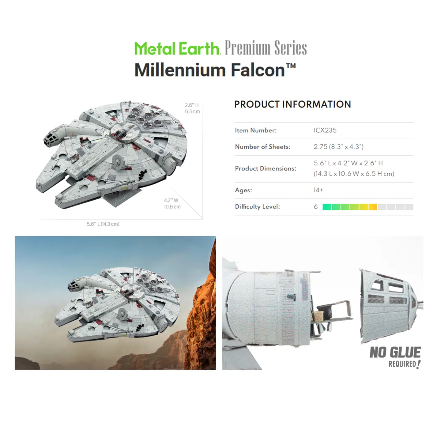 Metal Earth Premium Series Star Wars Color Millennium Falcon
