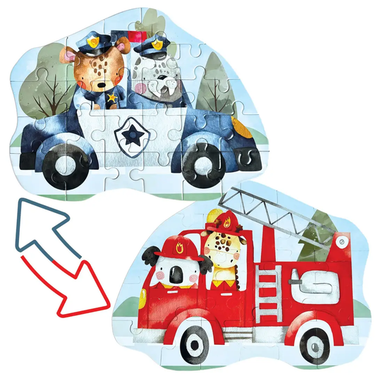 Double-sided Mini Puzzle: Police & Fire 24pc