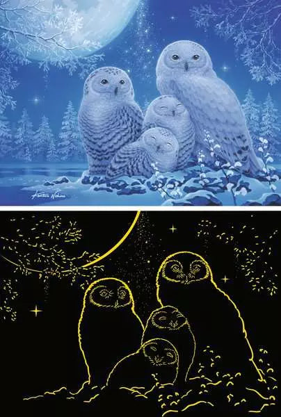 Owls in the Moonlight (Glow in the Dark) 500pc