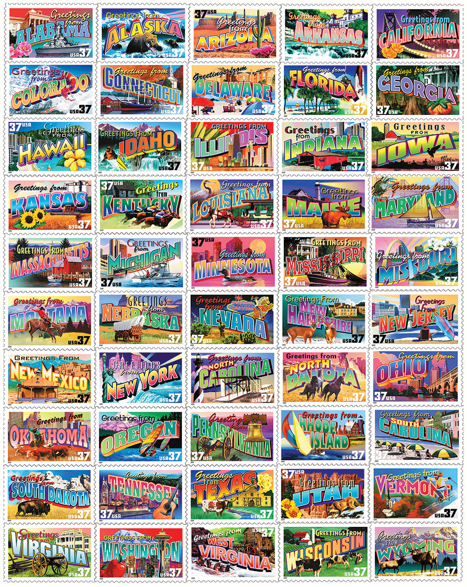 Greetings From.... (State Greetings Stamps) 1000pc