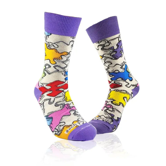 Jigsaw Puzzle Pattern Socks - Medium