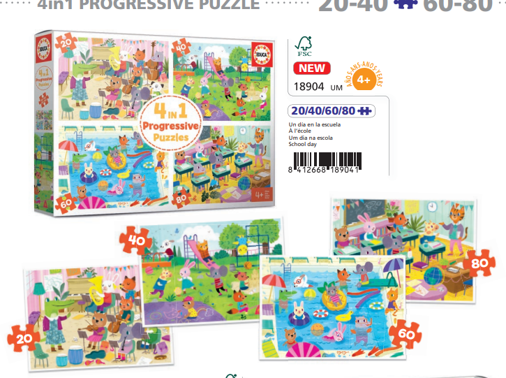 School Day 20-40-60-80 Progressive Puzzle