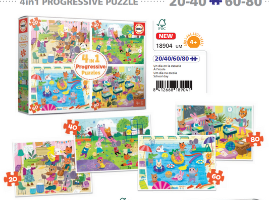 School Day 20-40-60-80 Progressive Puzzle