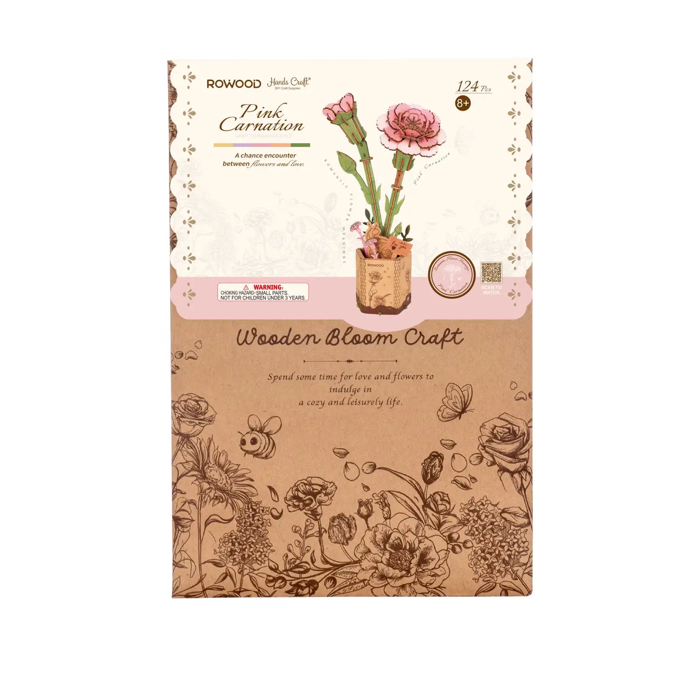Wooden Flower: Pink Carnation