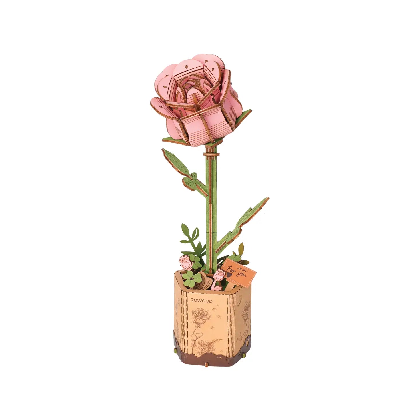 Wooden Flower: Pink Rose