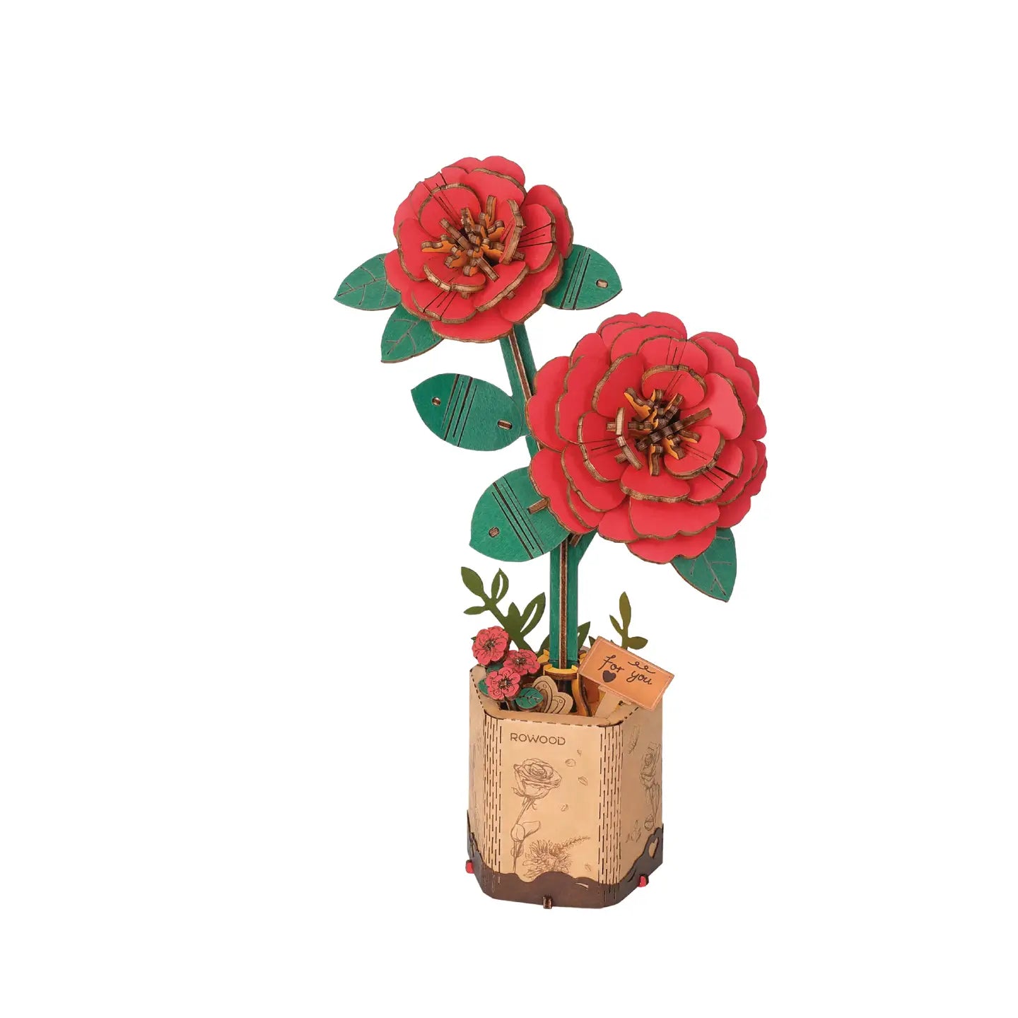 Wooden Flower: Red Camellia