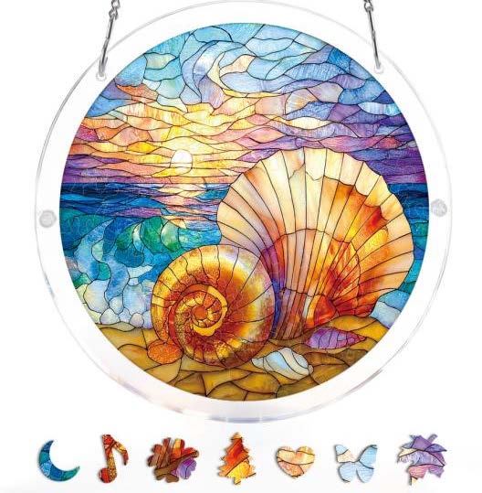 Acrylic Suncatcher Jigsaw Large: Ocean Echo Shell 83pc