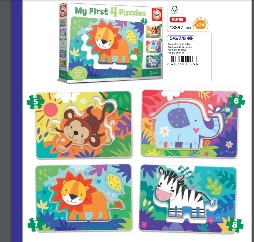 Jungle Animals 5-6-7-8 Progressive Puzzle