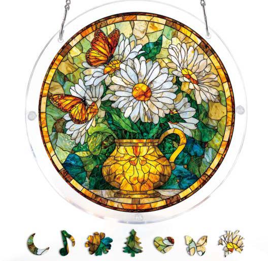 Acrylic Suncatcher Jigsaw Large: Daisy Butterfly Garden 83pc