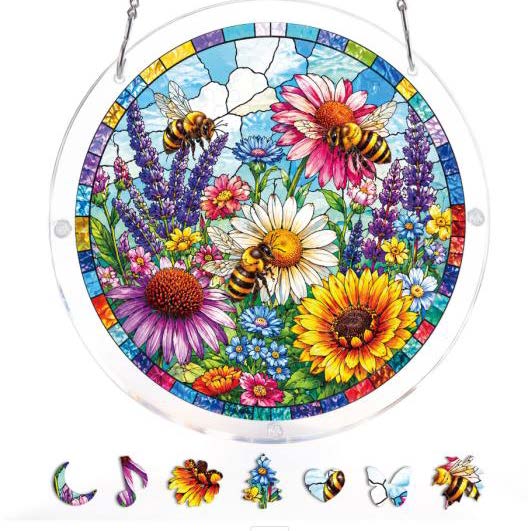 Acrylic Suncatcher Jigsaw Large: Bee Garden Bloom 83pc