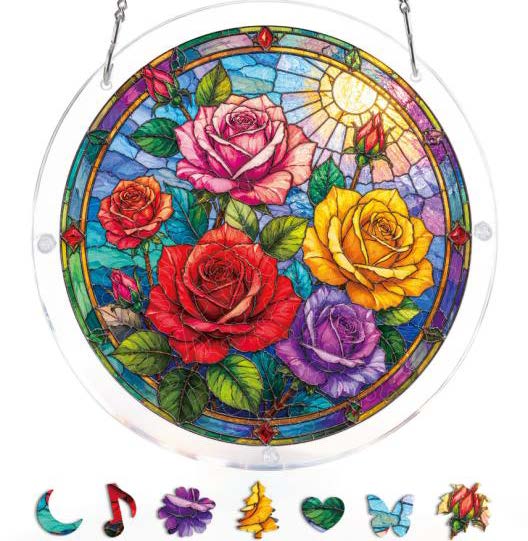 Acrylic Suncatcher Jigsaw Large: Rose Garden Window 83pc