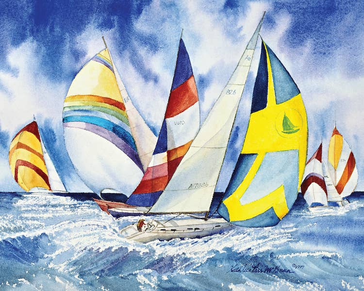 Sailboats, Sailboats, Sailboats by Kathleen Parr McKenna 1000pc