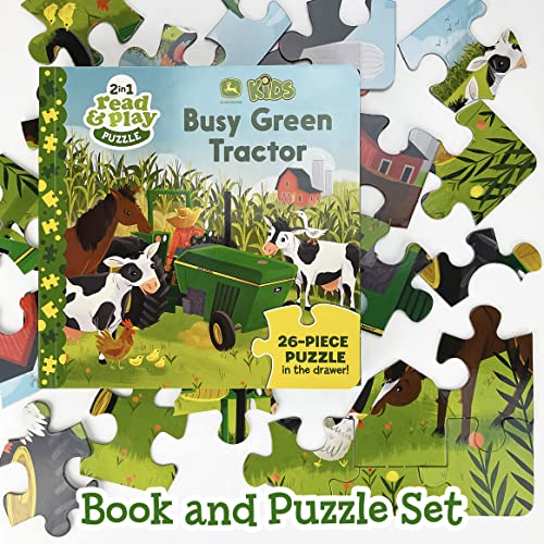 Read & Play Busy Green Tractor Book & Puzzle Set 26pc