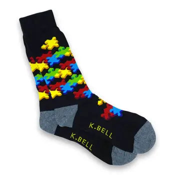 Colorful Jigsaw Puzzle Pattern Socks - Men