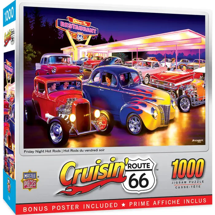 Cruisin' Route 66 - Friday Night Hot Rods 1000pc