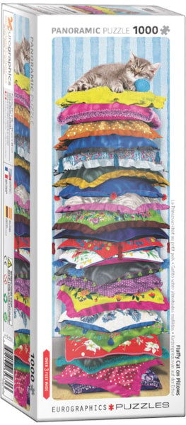 Fluffy Kitty on Pillows Panoramic 1000pc