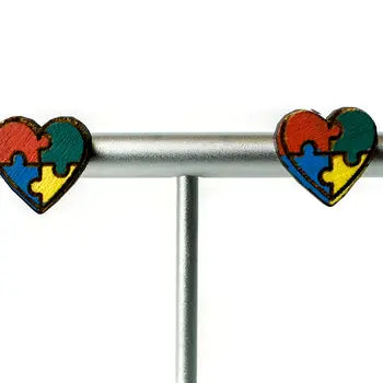 Jigsaw Earrings - Heart Puzzle