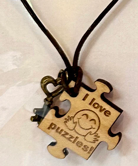I Love Puzzles! Necklace (Thick Wood)