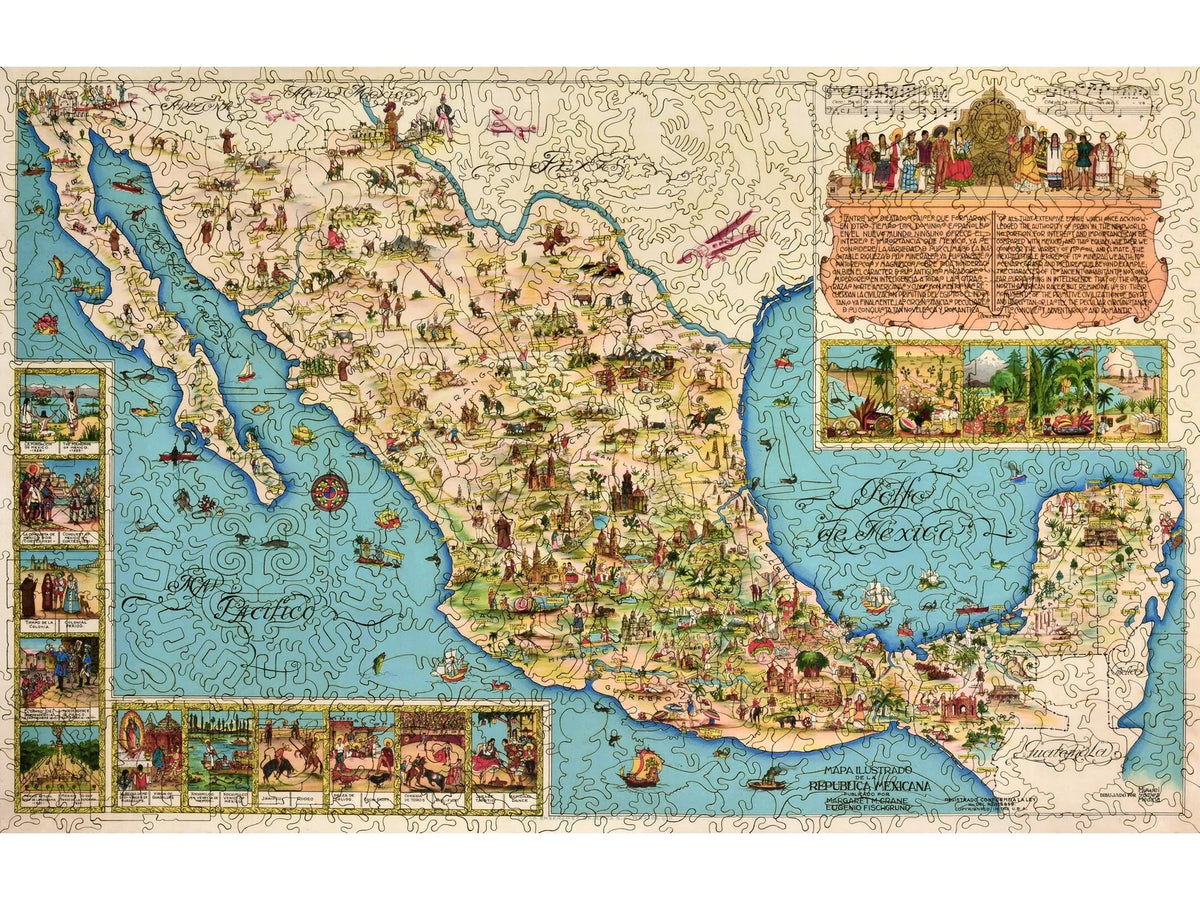 Illustrated Map of the Republic of Mexico 633pc