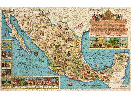 Illustrated Map of the Republic of Mexico 633pc