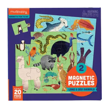 Land & Sea Animals Magnetic Puzzle 2x20pc