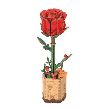 Wooden Flower: Red Rose
