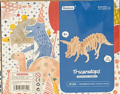 Triceratops 3D Wooden Model