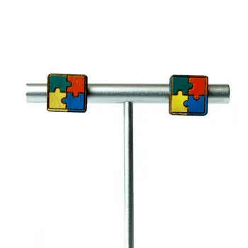 Jigsaw Earrings - Square Puzzle
