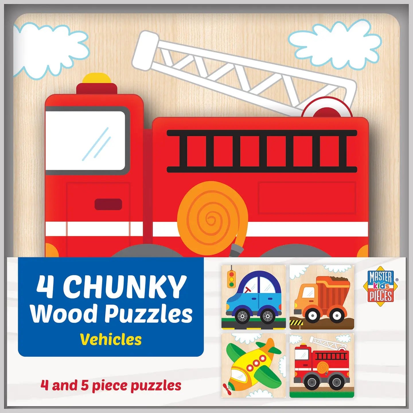 Vehicles Chunky Wood Puzzles 4-pack
