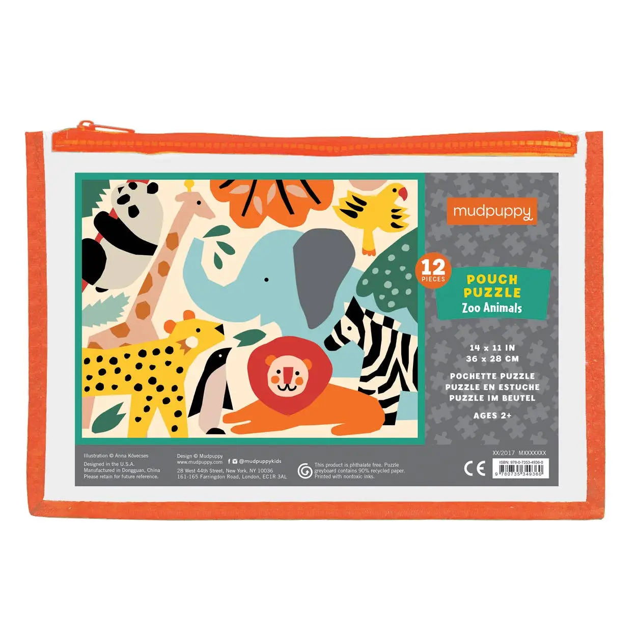 Zoo Animals Pouch Puzzle 12pc