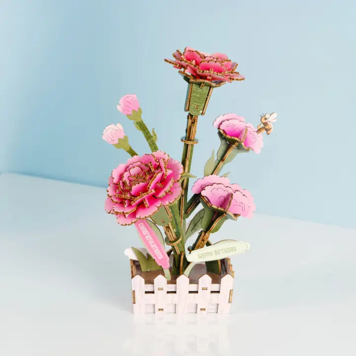 Wooden Flower: Carnation Bloom Set
