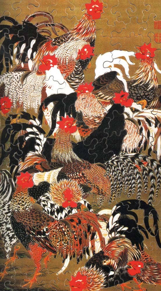 ROOSTERS AND HENS Wooden Art Puzzle 150pc