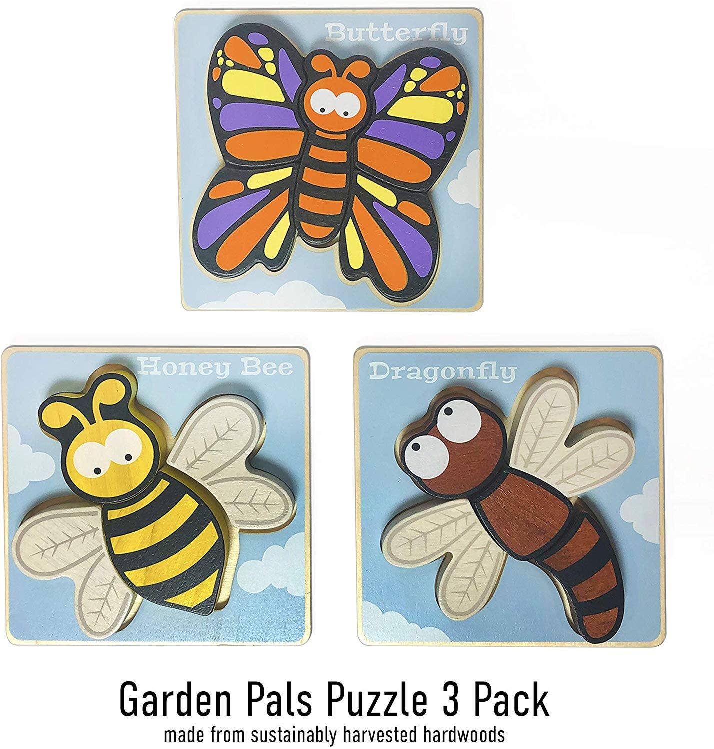 Garden Animals Puzzles 3-Pack Chunky Pieces 5 piece Puzzles