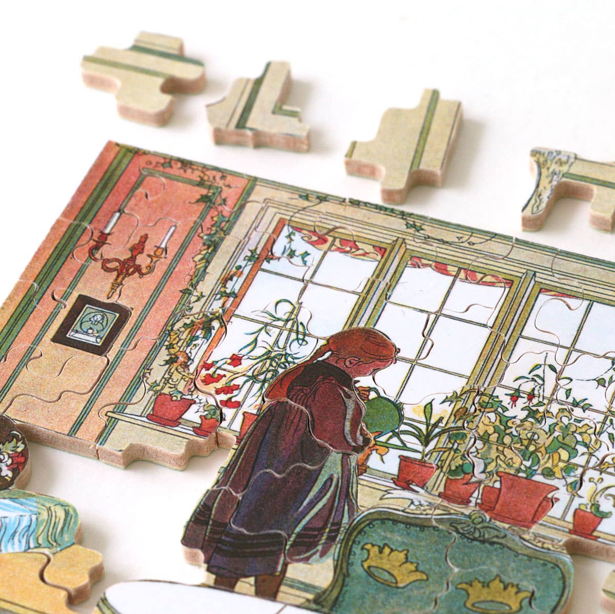 FLOWERS ON THE WINDOW Wooden Art Puzzle 80pc