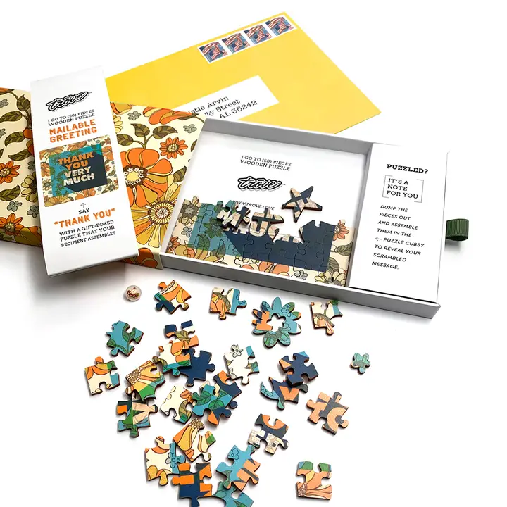 Greeting Card Wooden Puzzle : Thank You 50pc