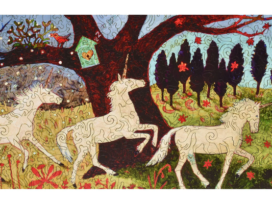 Three Unicorns by a Tree 406pc
