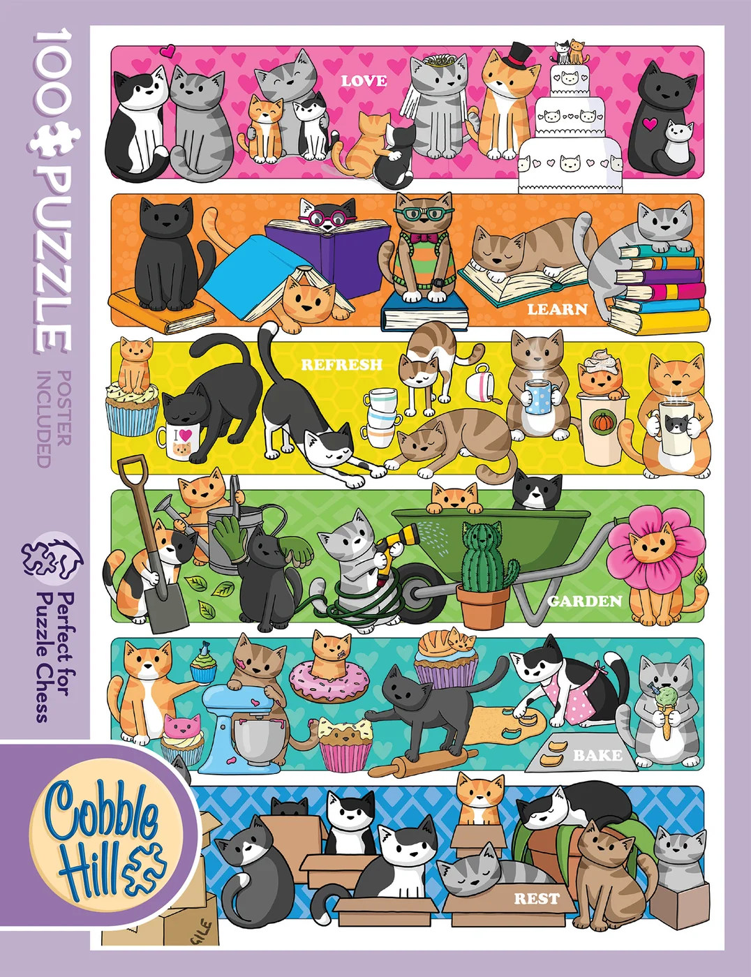 Puzzle Chess: Doodlecat Days 100pc
