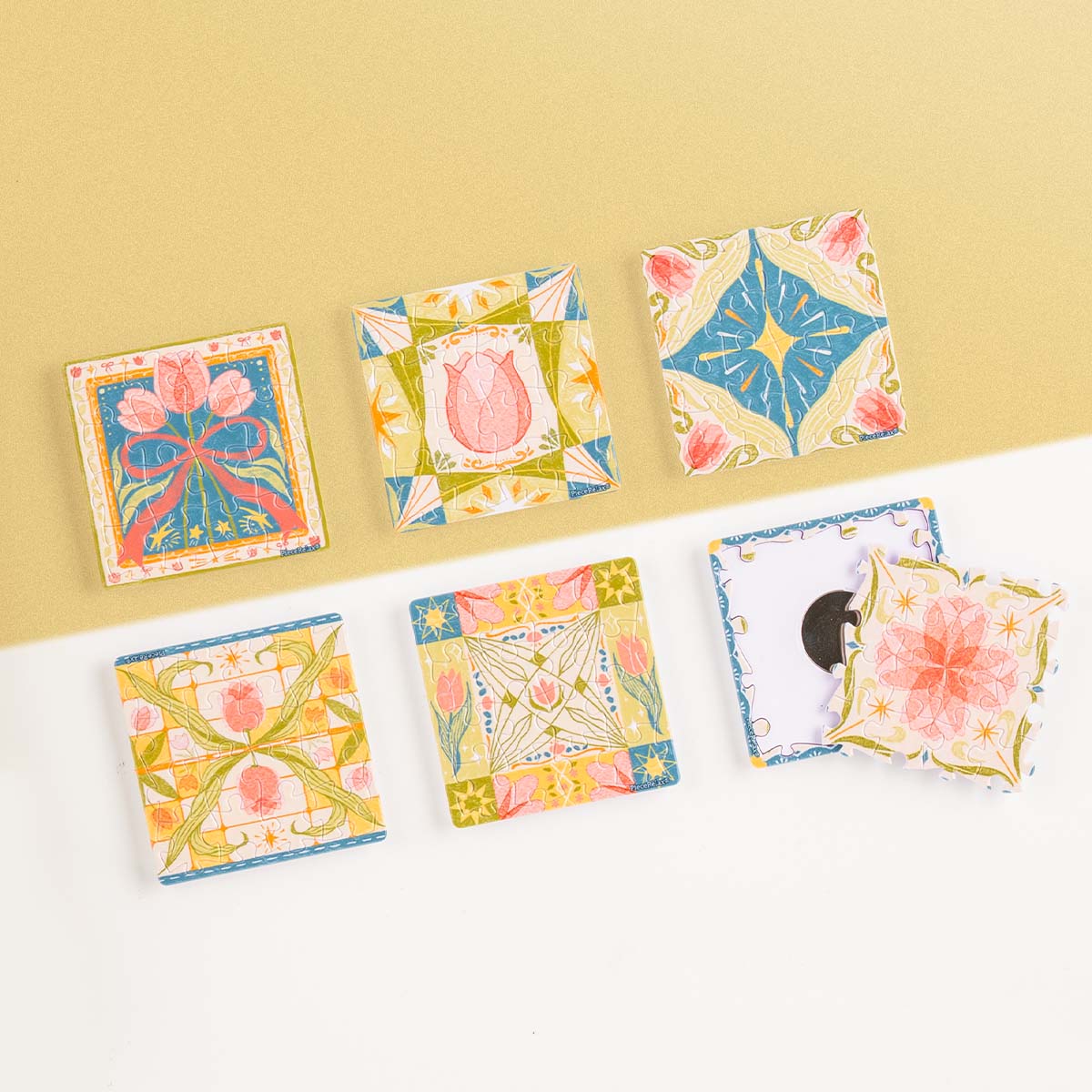 3D Puzzle Magnet Set: Tulip Tile 6x16pc