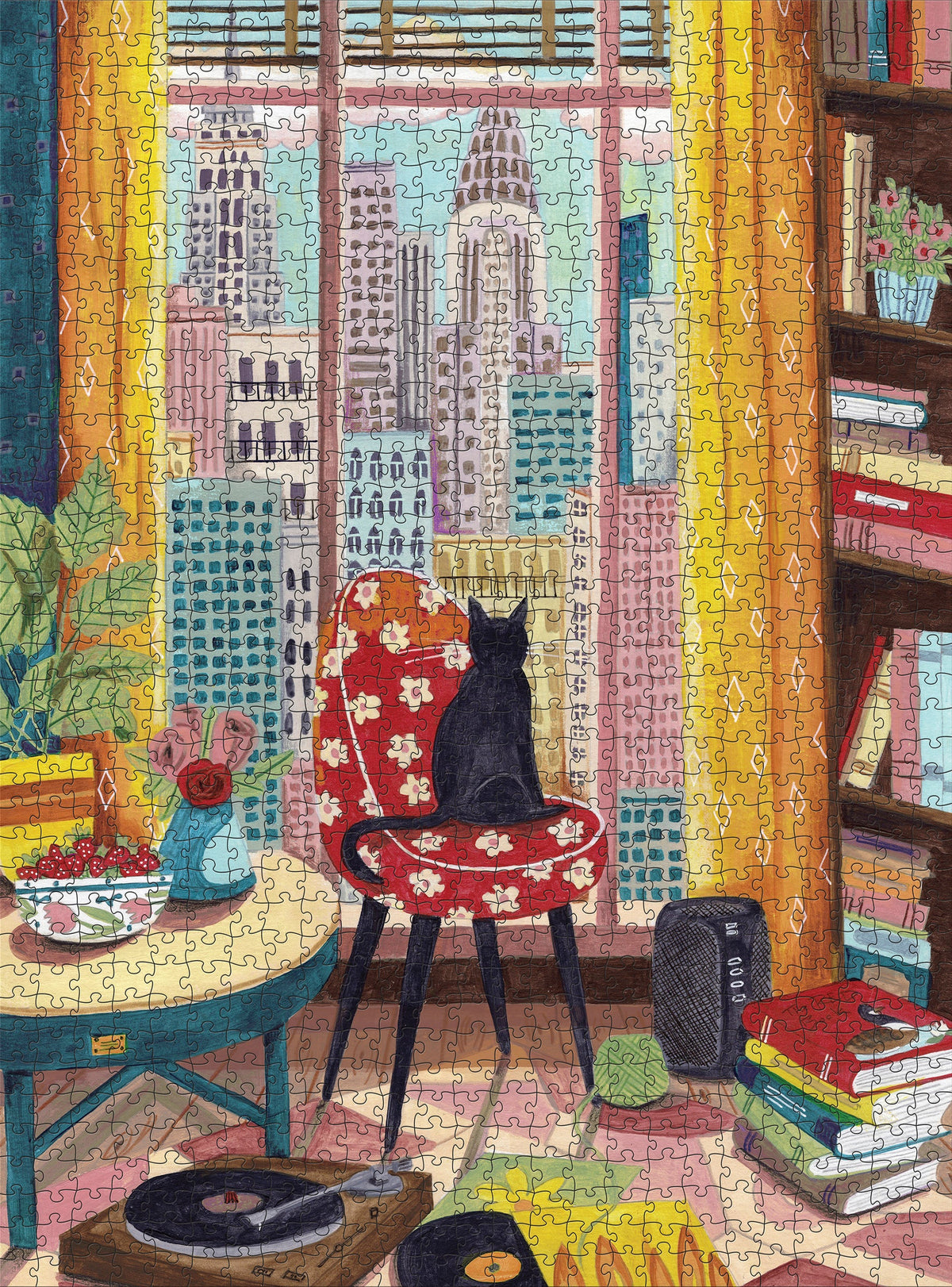 Caroline Bonne Müller: Black Cat in New York Window 1000pc